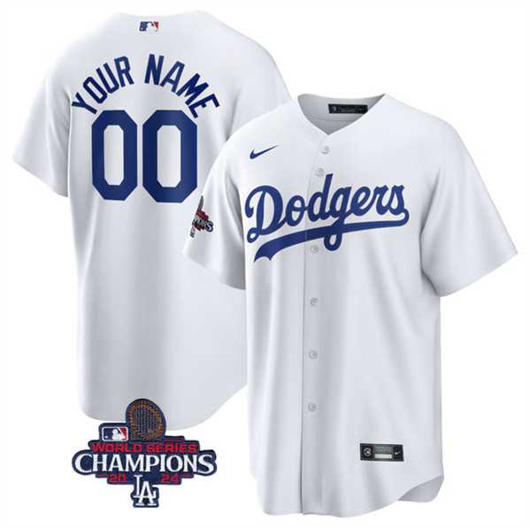 Mens Los Angeles Dodgers ACTIVE PLAYER Custom White 2024 World Series Champions Cool Base Stitched Baseball Jersey